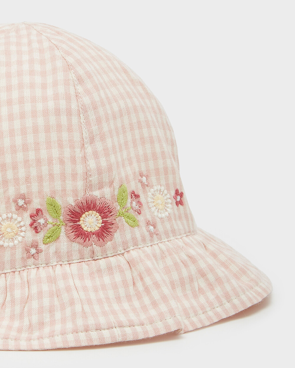 Chapeau en vichy brodé Coloris craie Natalys