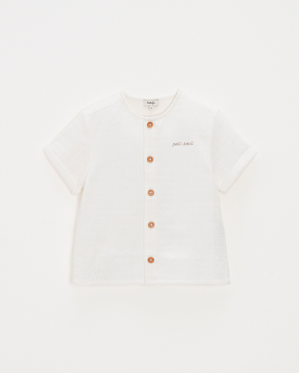 Chemise enfant manches courtes brodée Coloris écru Natalys