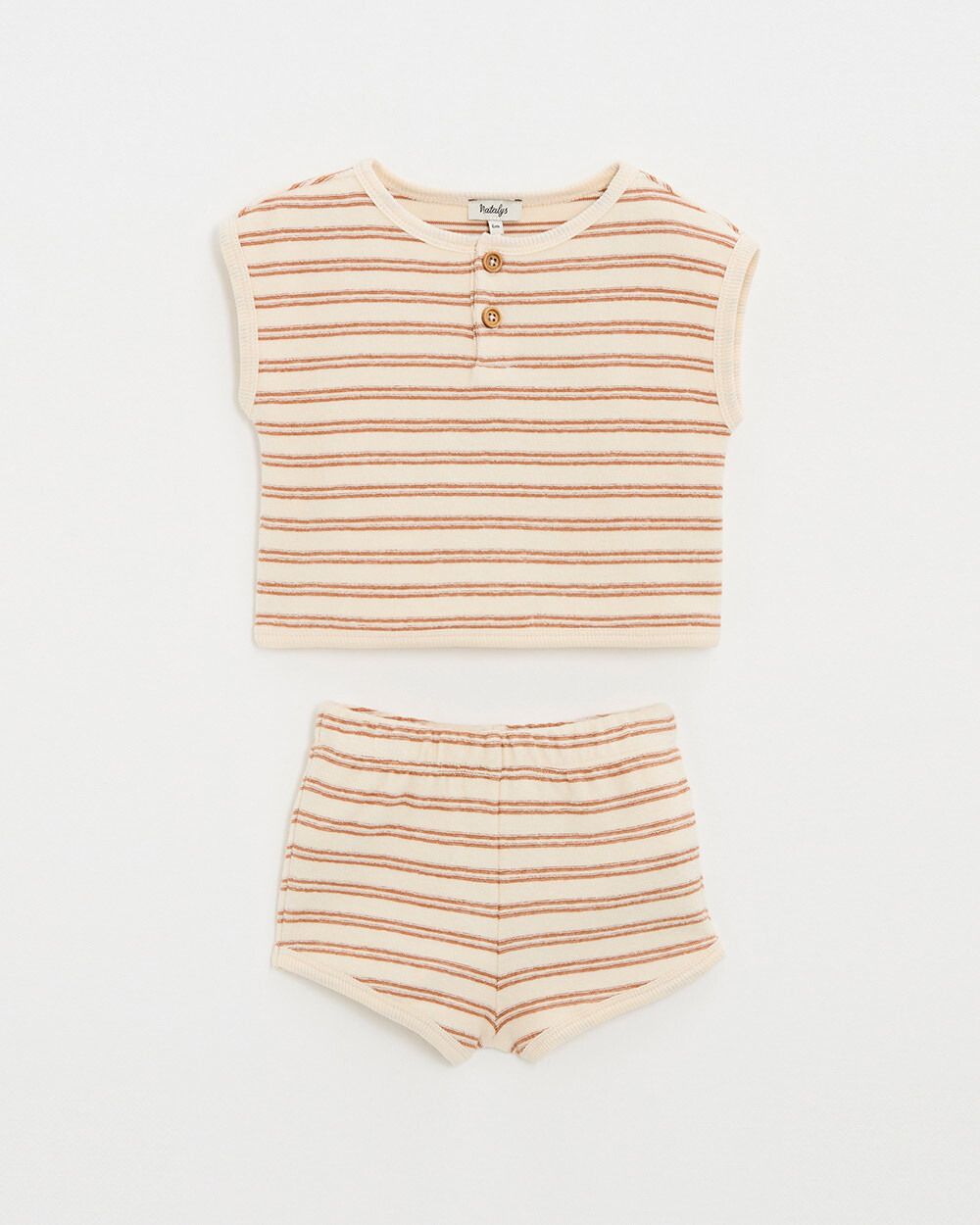 Pyjama 2 pièces en éponge Rayures coloris écru Natalys
