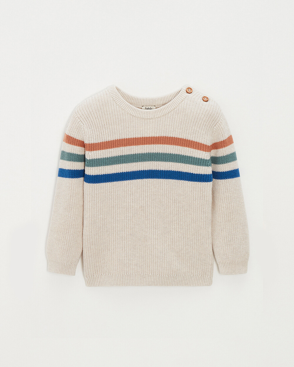 Pull enfant rayé en coton Coloris naturel chiné Natalys