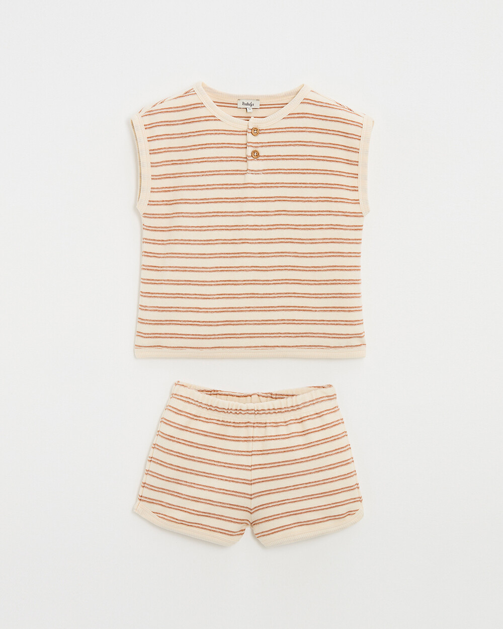 Pyjama 2 pièces enfant en éponge Rayures coloris écru Natalys