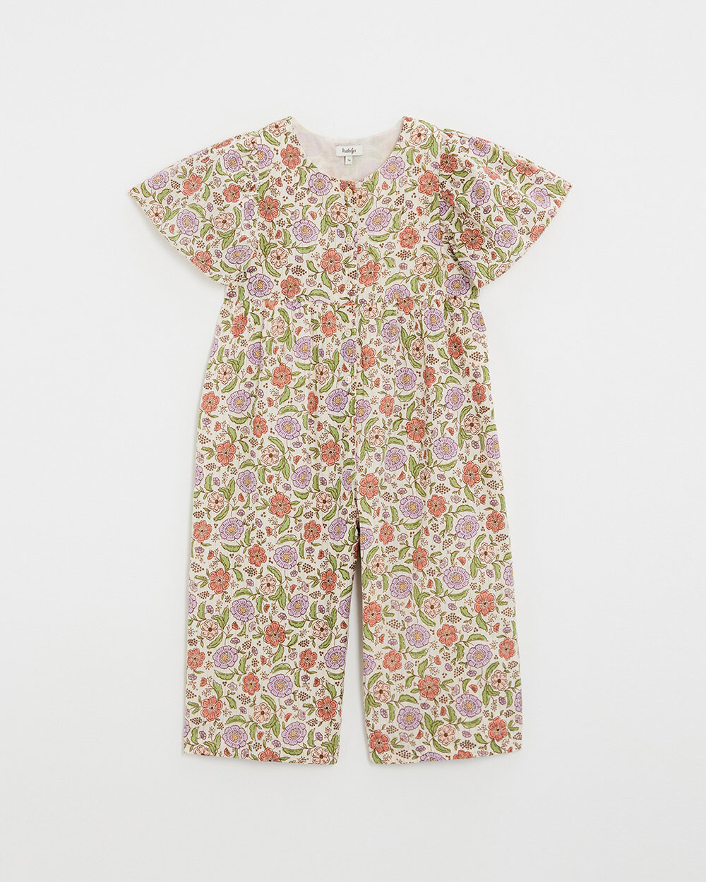 Combinaison enfant imprim&eacute;e fleurs A rayures lurex  Natalys