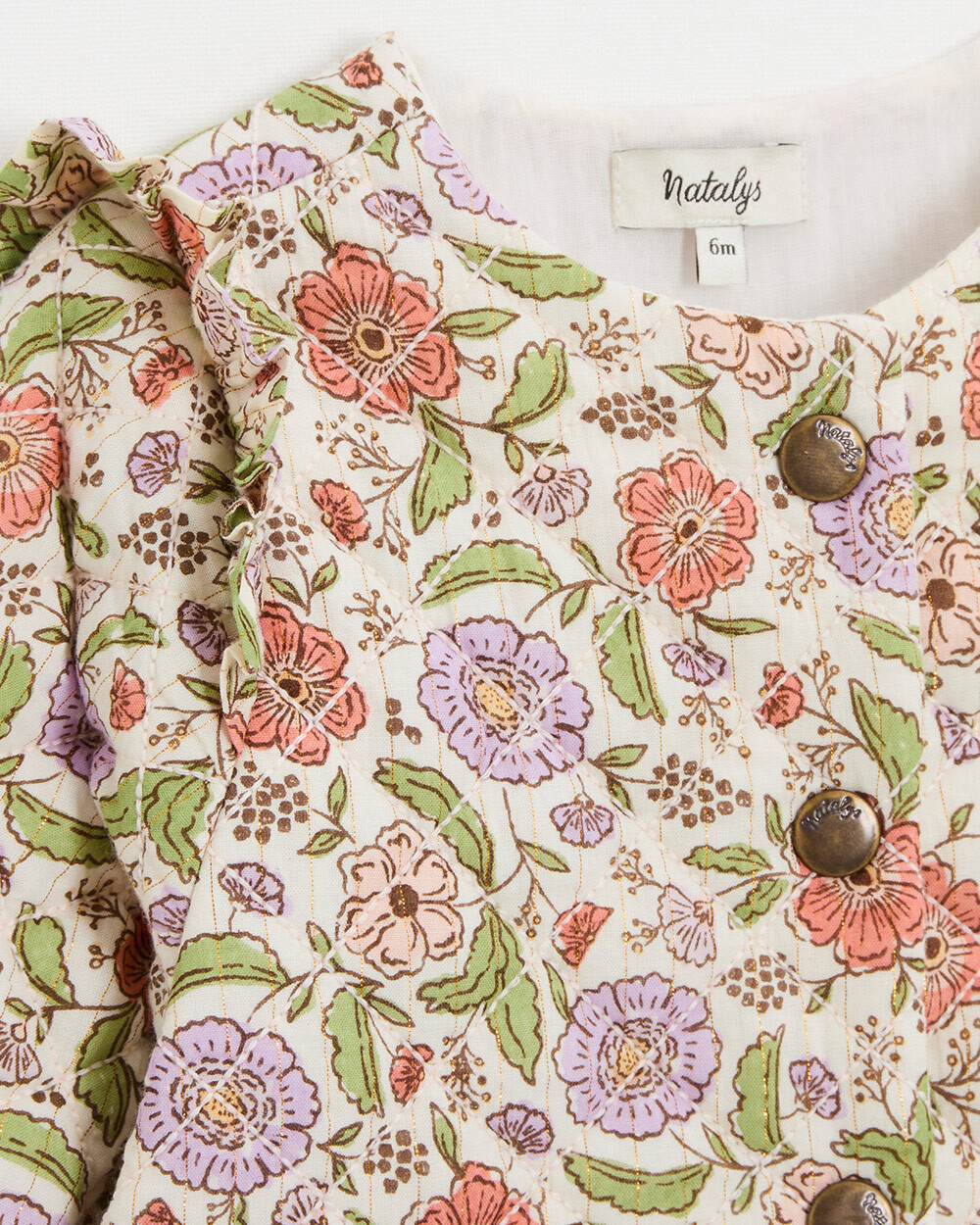 Veste matelass&eacute;e Imprim&eacute; fleurs rayures lurex  Natalys