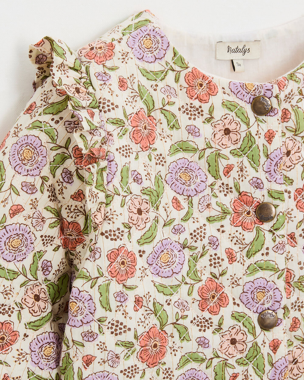 Veste enfant matelassée Imprimé fleurs rayures lurex Natalys