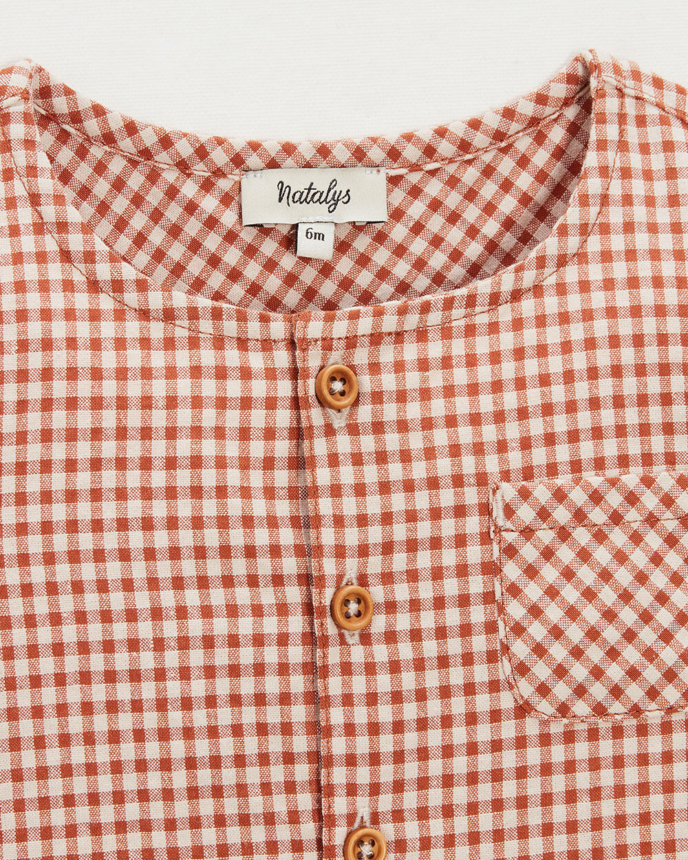 Chemise manches courtes Vichy coloris beige clair Natalys