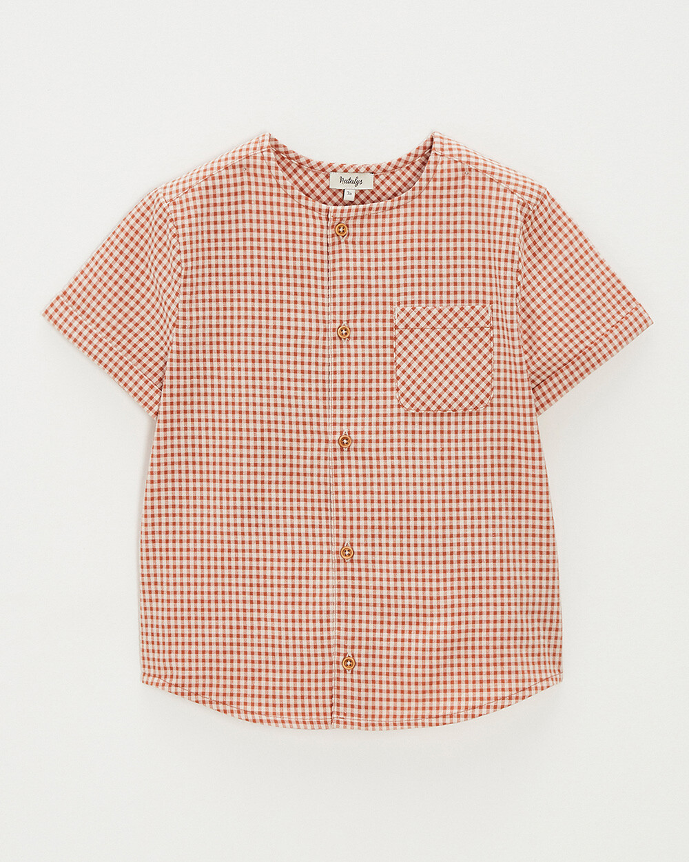 Chemise enfant manches courtes Vichy coloris beige clair Natalys