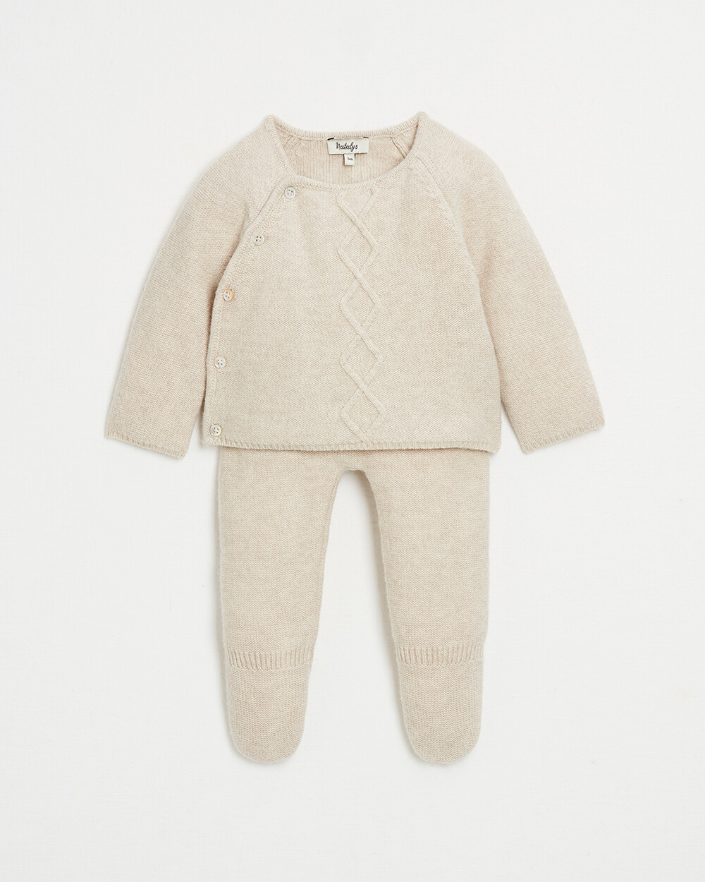 Ensemble en laine Mérinos Coloris beige chiné Natalys