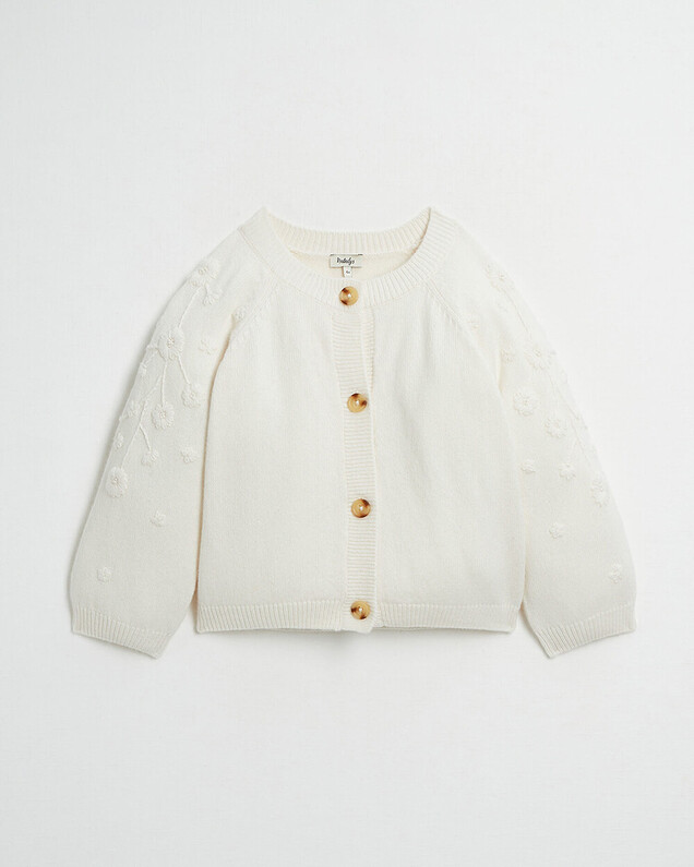 Cardigan enfant brodé en tricot Coloris écru Natalys