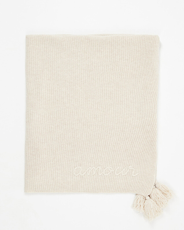 Couverture en laine Mérinos Coloris beige chiné  Natalys