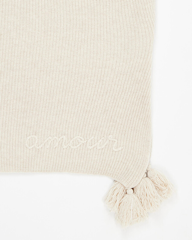 Couverture en laine Mérinos Coloris beige chiné  Natalys