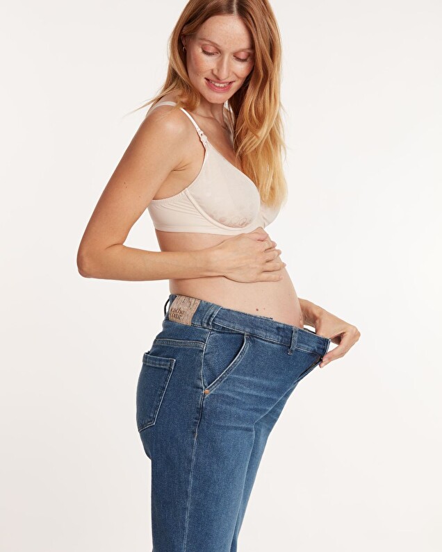 Jean de grossesse Mom Denim bleu  Cache coeur