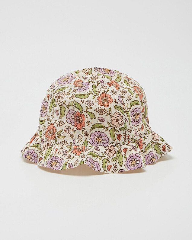 Chapeau imprimé fleurs A rayures lurex Natalys