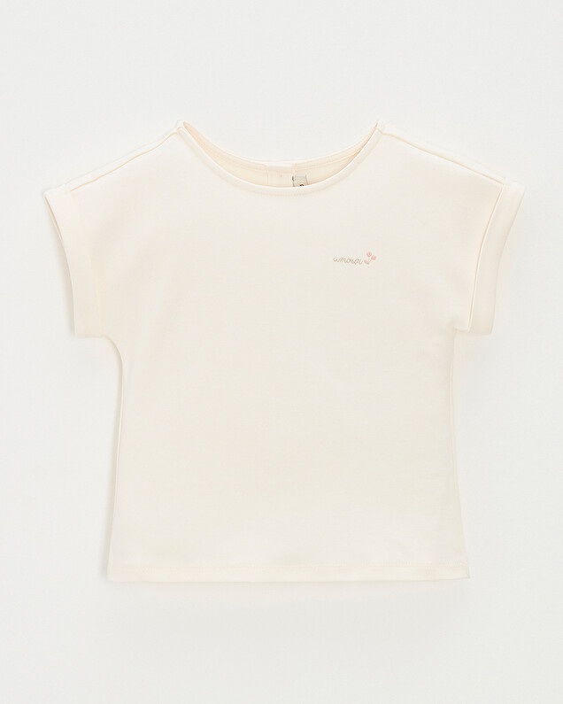 Tee-shirt enfant manches courtes Brodé coloris craie Natalys