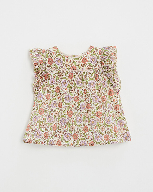 Blouse enfant imprimé fleurs A rayures lurex Natalys