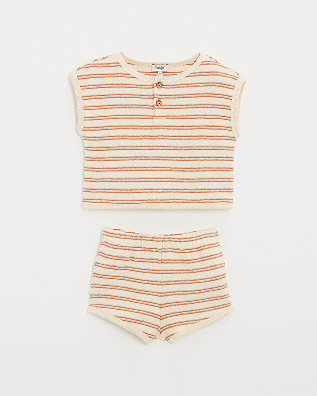 Pyjama 2 pièces en éponge Rayures coloris écru Natalys