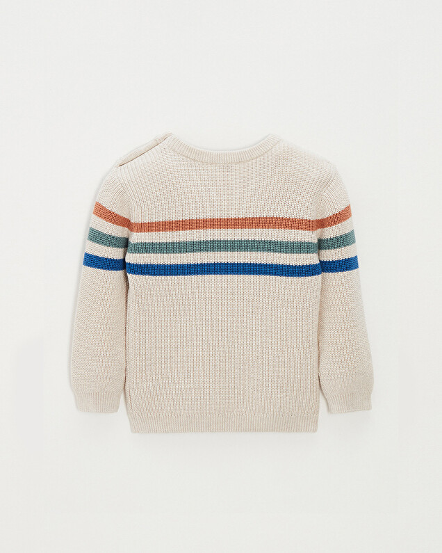 Pull enfant rayé en coton Coloris naturel chiné Natalys