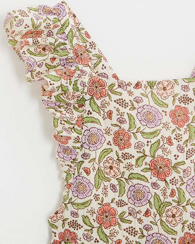 Robe enfant imprimé fleurs A rayures lurex Natalys