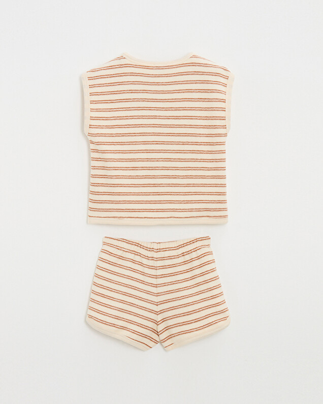 Pyjama 2 pièces enfant en éponge Rayures coloris écru Natalys