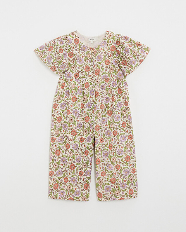 Combinaison enfant imprimée fleurs A rayures lurex Natalys