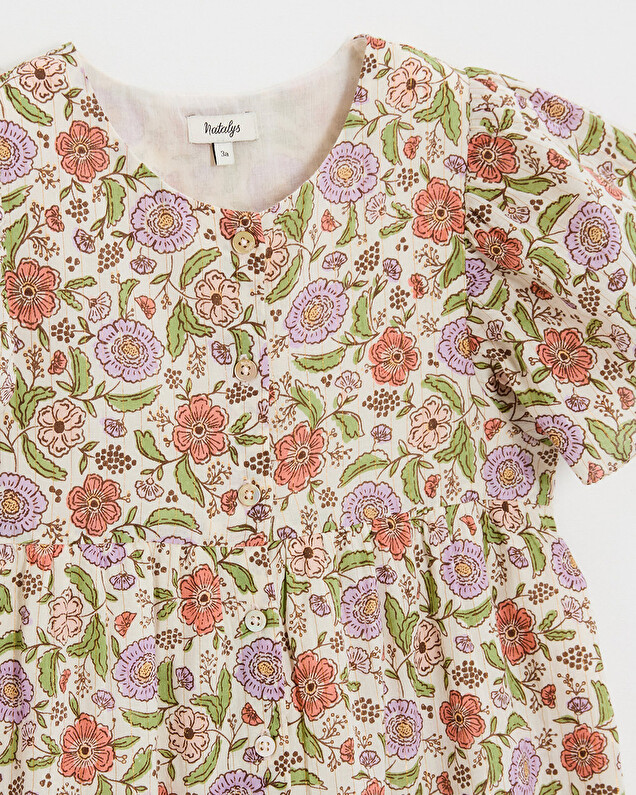Combinaison enfant imprimée fleurs A rayures lurex Natalys