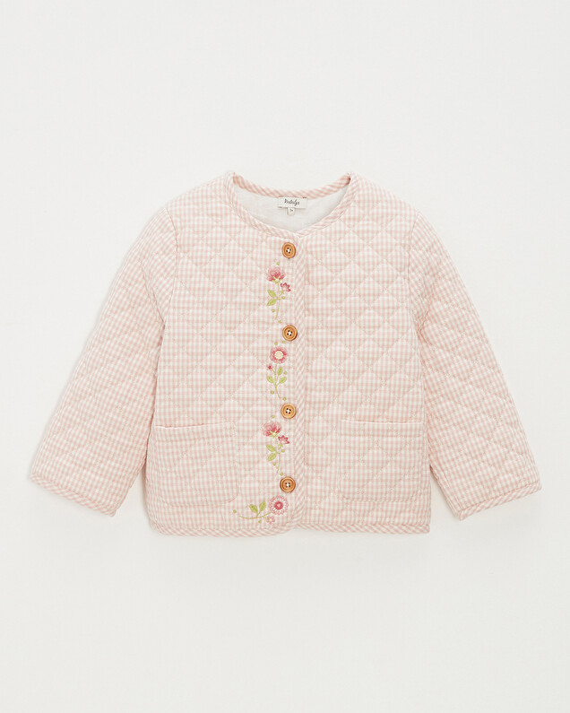 Veste enfant brodée matelassée Vichy coloris craie Natalys