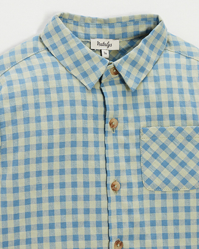 Chemise enfant à carreaux Coloris bleu Natalys