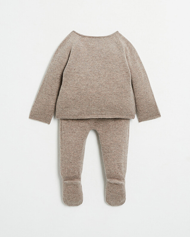 Ensemble en laine Mérinos Coloris marron chiné  Natalys