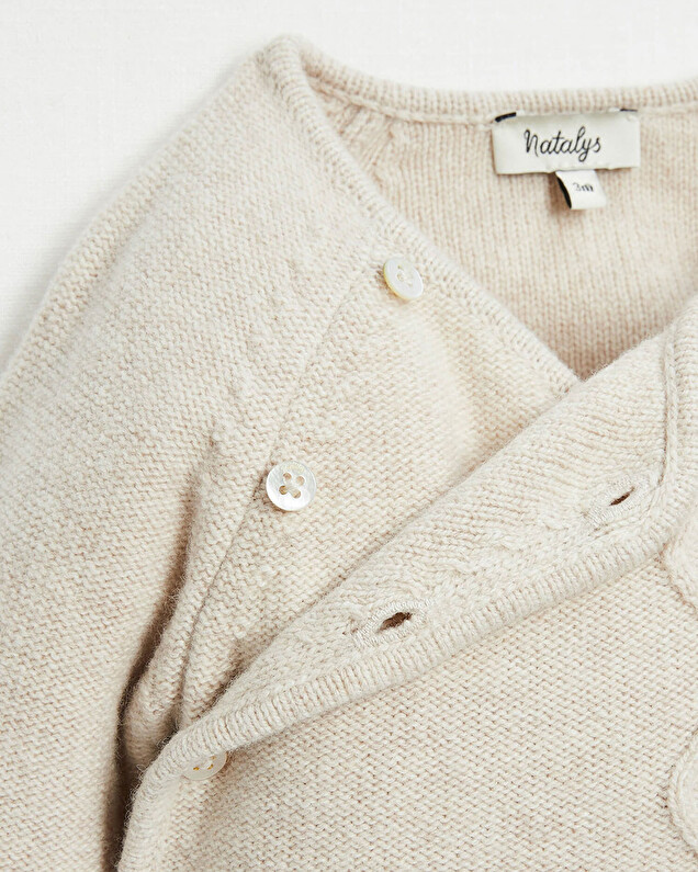 Ensemble en laine Mérinos Coloris beige chiné Natalys