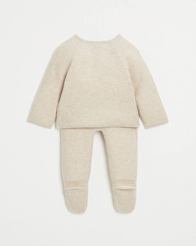 Ensemble en laine Mérinos Coloris beige chiné Natalys