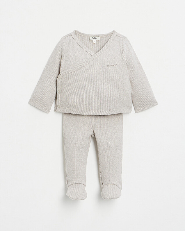Ensemble en coton brodé Coloris beige chiné  Natalys