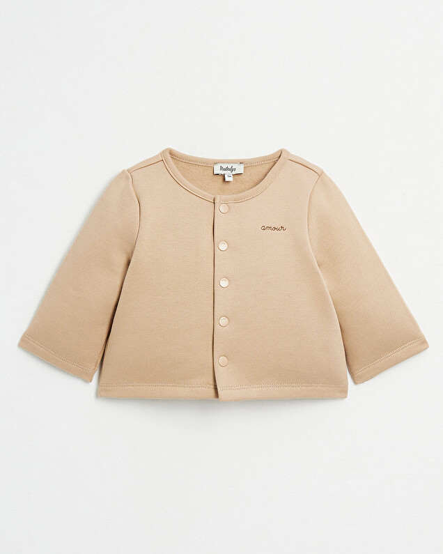 Gilet en molleton brodé Coloris camel  Natalys