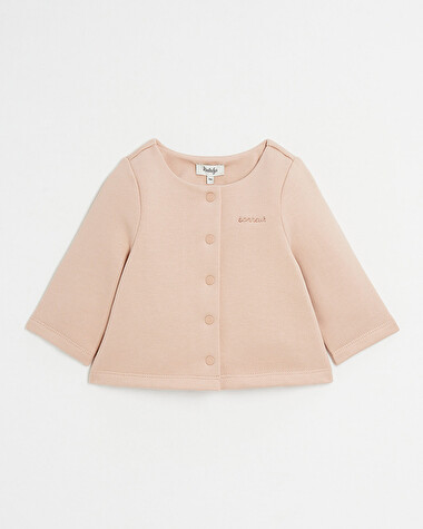 Cardigan en molleton brod&eacute; Bonheur Coloris bois de rose  Natalys