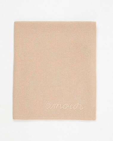 Couverture en laine M&eacute;rinos Coloris camel  Natalys