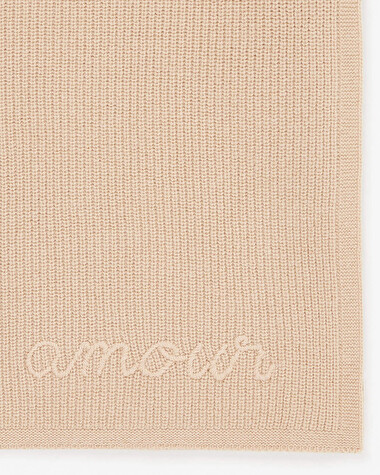 Couverture en laine M&eacute;rinos Coloris camel  Natalys