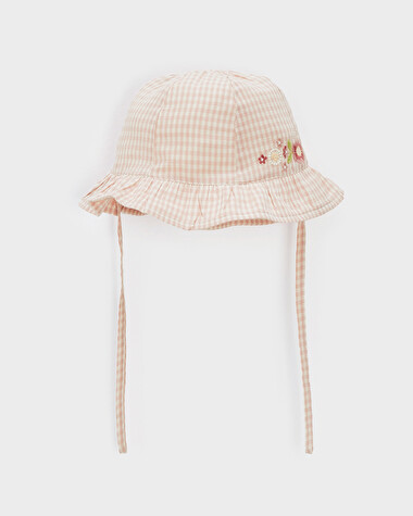 Chapeau en vichy brod&eacute; Coloris craie  Natalys