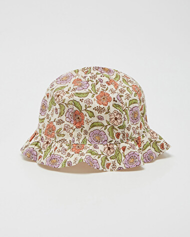 Chapeau imprim&eacute; fleurs A rayures lurex  Natalys