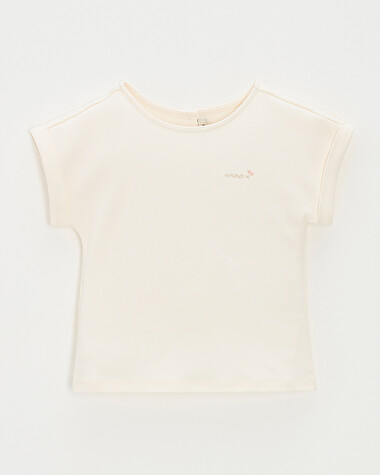 Tee-shirt enfant manches courtes Brod&eacute; coloris craie  Natalys