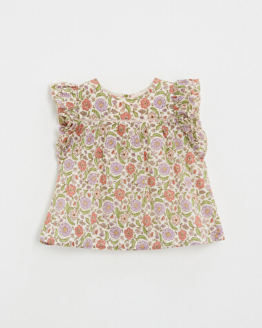 Blouse enfant imprim&eacute; fleurs A rayures lurex  Natalys