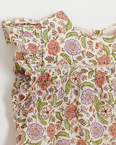 Blouse enfant imprim&eacute; fleurs A rayures lurex  Natalys