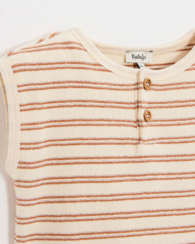 Pyjama 2 pi&egrave;ces en &eacute;ponge Rayures coloris &eacute;cru  Natalys