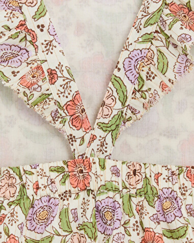 Robe enfant imprim&eacute; fleurs A rayures lurex  Natalys