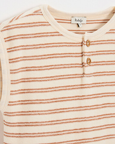 Pyjama 2 pi&egrave;ces enfant en &eacute;ponge Rayures coloris &eacute;cru  Natalys