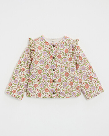 Veste enfant matelass&eacute;e Imprim&eacute; fleurs rayures lurex  Natalys