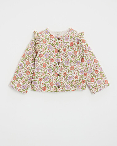 Veste enfant matelass&eacute;e Imprim&eacute; fleurs rayures lurex  Natalys