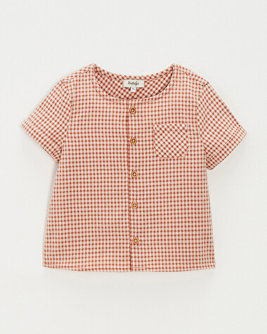 Chemise manches courtes Vichy coloris beige clair  Natalys