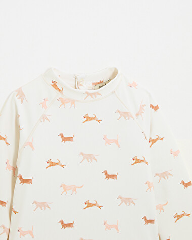 Tee shirt de bain enfant anti UV Imprim&eacute; chiens  Natalys