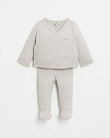 Ensemble en coton brod&eacute; Coloris beige chin&eacute;  Natalys