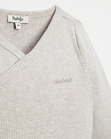 Ensemble en coton brod&eacute; Coloris beige chin&eacute;  Natalys