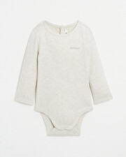 Body brodé à côtes manches longues Coloris beige chiné Natalys