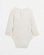 Body brodé à côtes manches longues Coloris beige chiné Natalys
